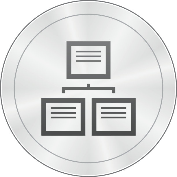 圆形按钮上的流程图图标。图片下载