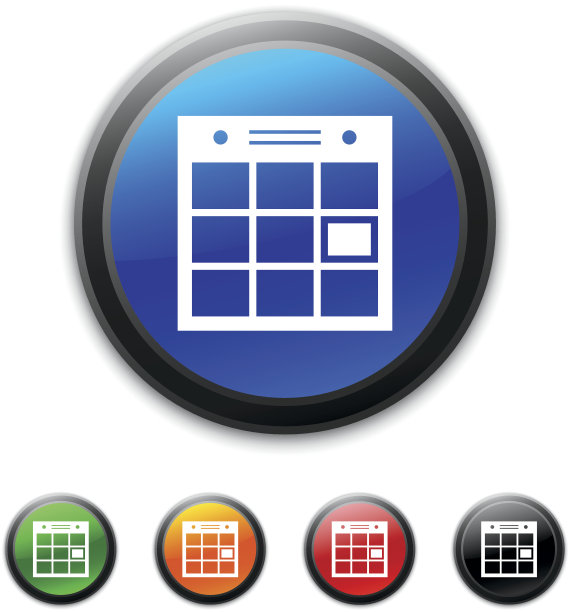 日历图标上的圆形按钮。图片下载