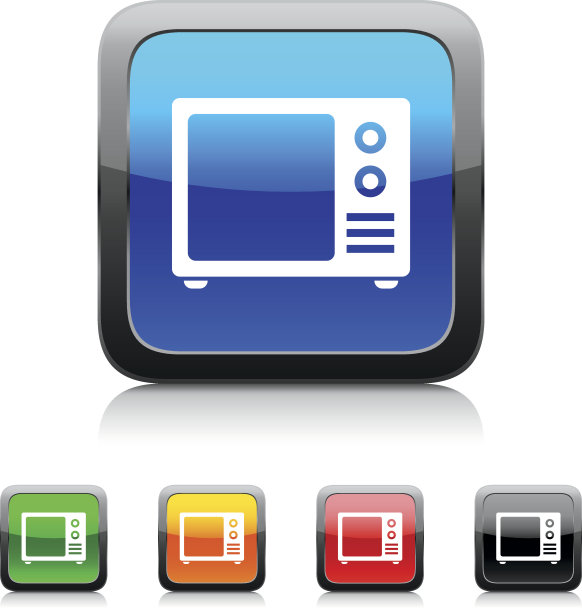 彩色按钮上的电视机图标。图片下载