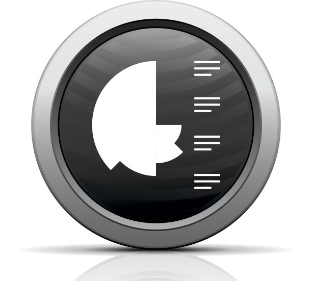 一个圆形按钮上的心形图表图标。图片下载