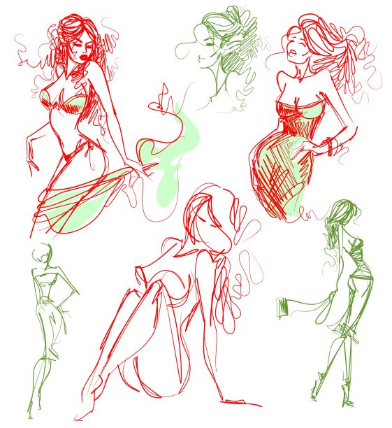 矢量时尚的原始手绘图形集图片下载