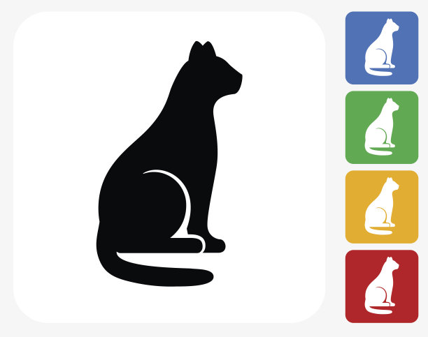 坐着的猫图标平面设计图片下载
