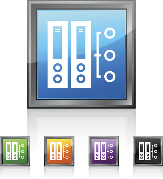 计算机服务器图标上的方形按钮。图片下载