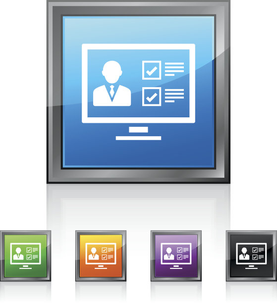 计算机图标上的方形按钮。图片下载