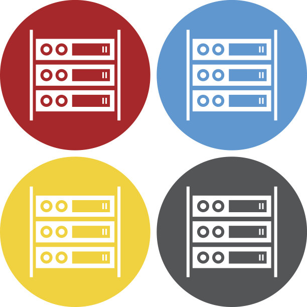 计算机服务器图标上的圆形按钮。图片下载