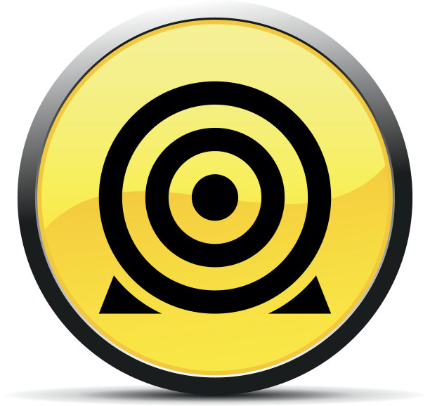 圆形按钮上的目标图标。图片下载