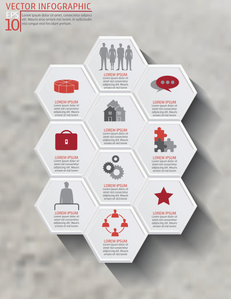 几何六边形信息图在混凝土基础上图片下载