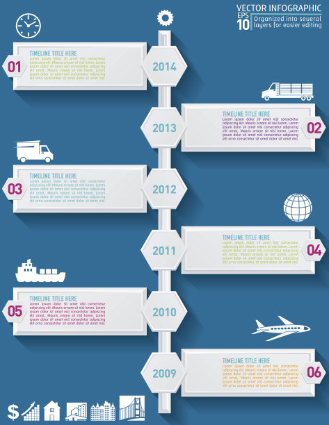 彩色几何六边形信息图在蓝色的背景图片下载