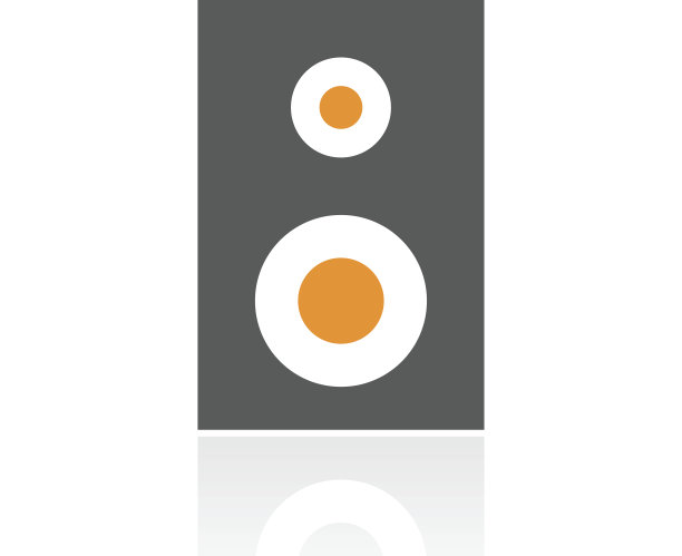 音频扬声器图标上的白色背景。图片下载