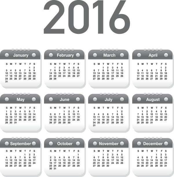 2016通用可打印日历设计模板布局图片下载