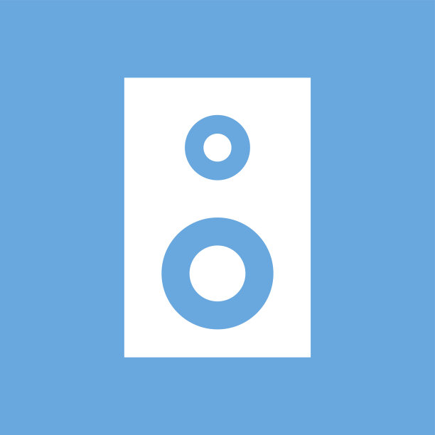 音频扬声器图标上的蓝色背景。图片下载