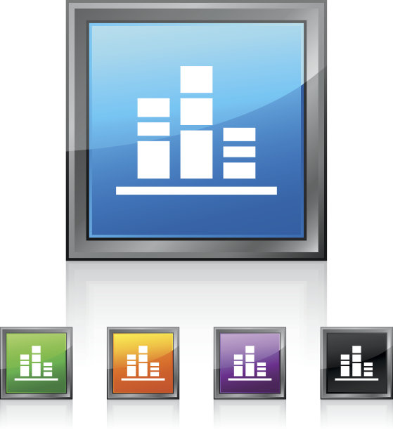 条形图图标上的方形按钮。图片下载