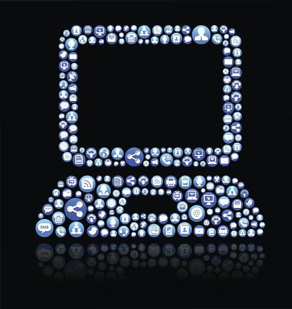 笔记本电脑免版税向量社交网络和互联网图标集图片下载