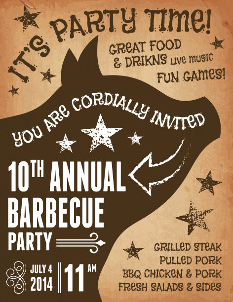 7月4日烧烤派对免费矢量明信片图片下载