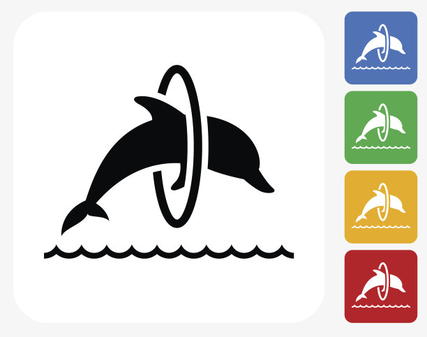 跳跃海豚图标平面设计图片下载