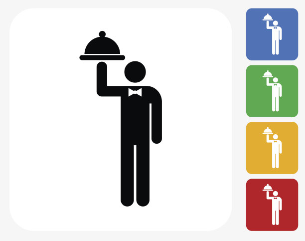 服务员与盘子图标平面设计图片下载