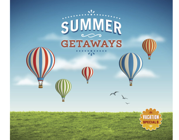 夏季背景与热气球素材图片