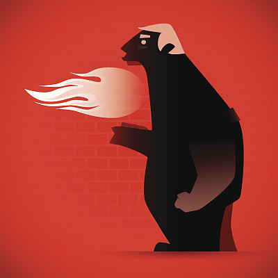 男人喷火的剪影图片下载