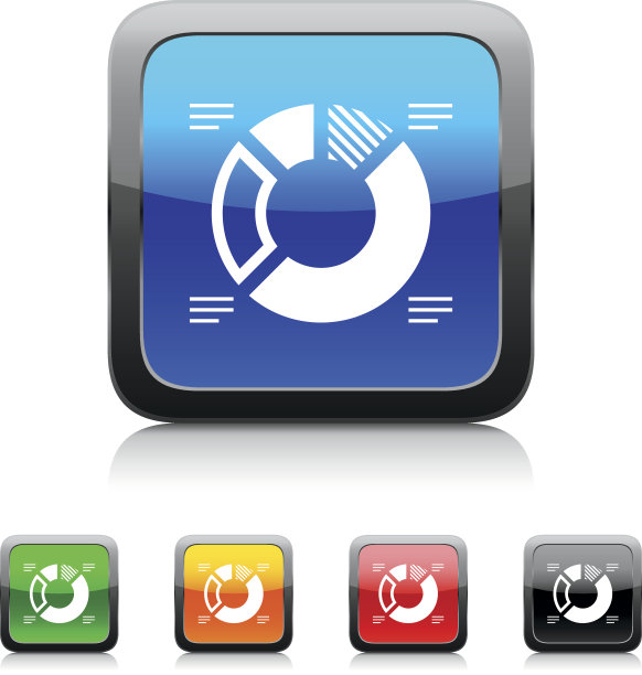 甜甜圈图表图标上的颜色按钮。图片下载