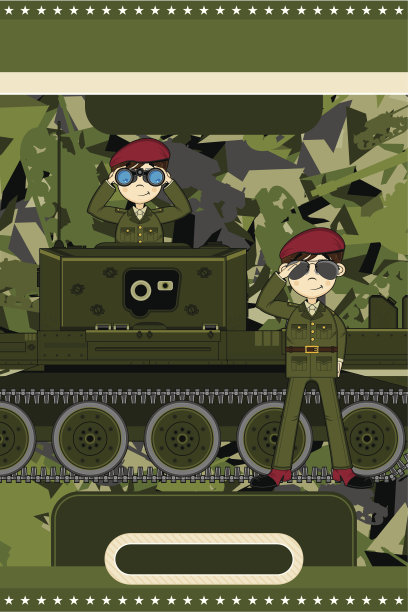 卡通陆军士兵和坦克图片下载