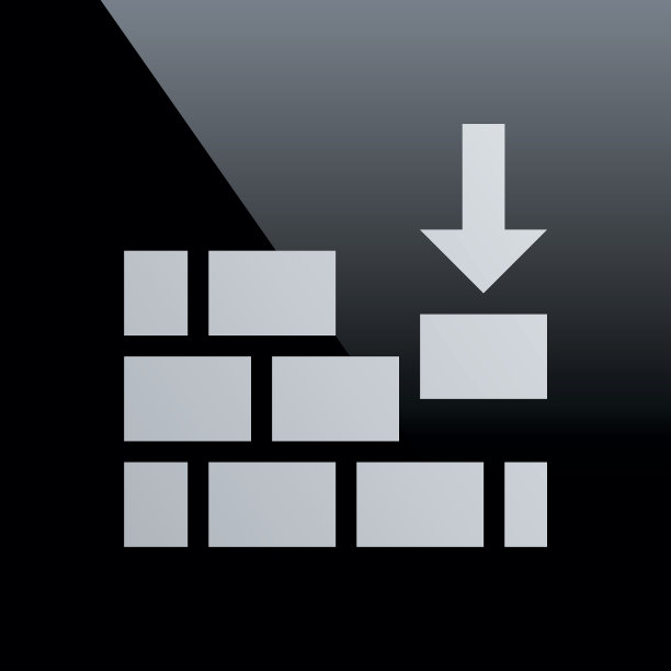 黑色背景上的墙壁图标。图片下载