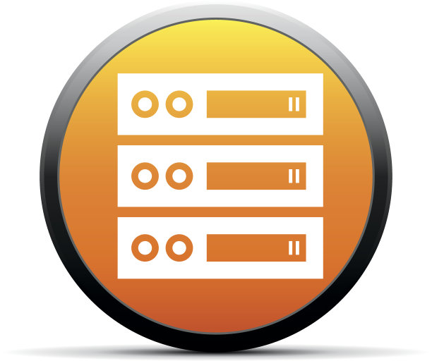 网络服务器图标上的圆形按钮。图片下载