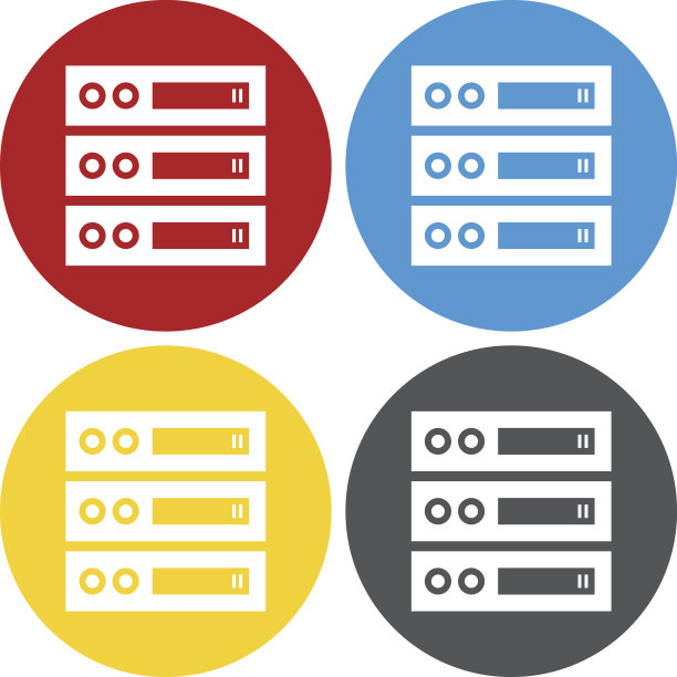 网络服务器图标上的圆形按钮。图片下载