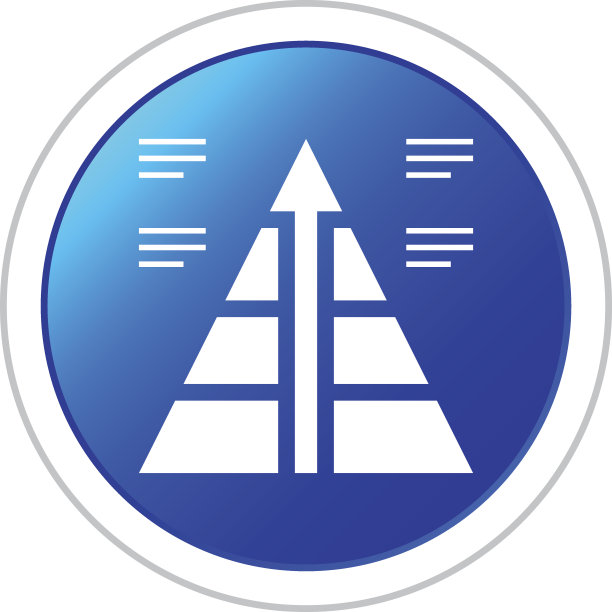 圆形按钮上的金字塔图标图片下载