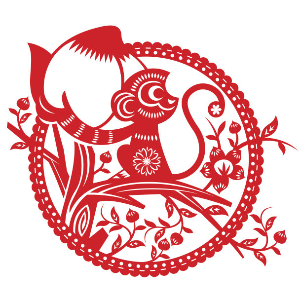 树上的剪纸猴子图片下载