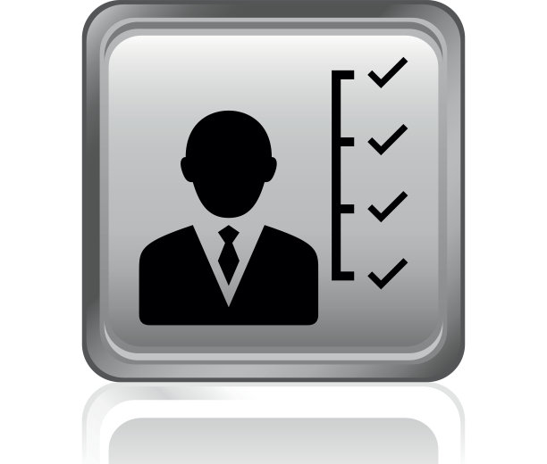 方形按钮上的商人图标图片下载