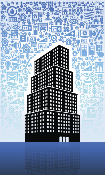 办公空间的家庭自动化和安全矢量背景图片下载