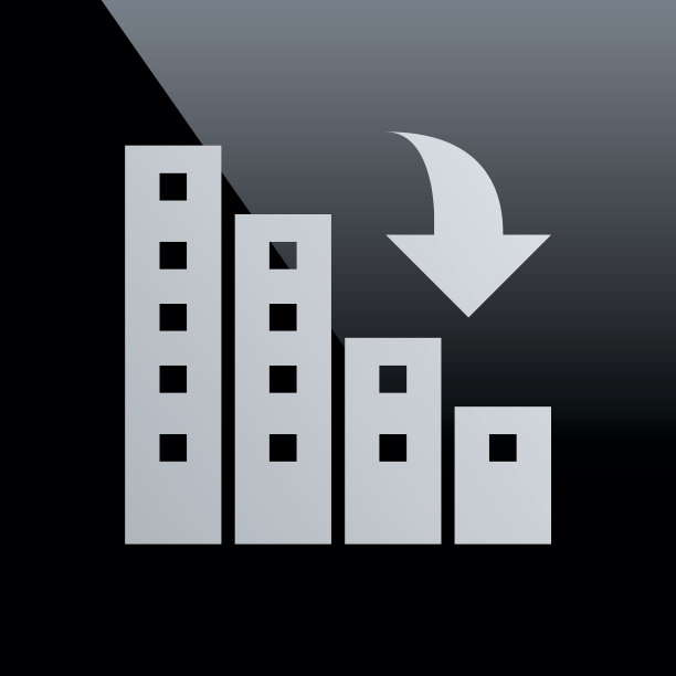 公寓大楼图标上的黑色背景。图片下载