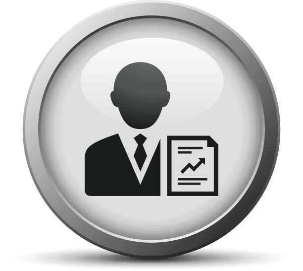 银色按钮上的商务人士图标图片下载