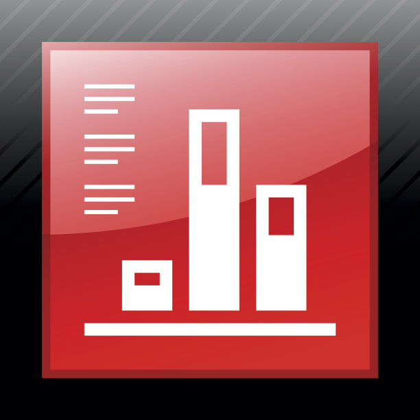 矩形按钮上的条形图图标。图片下载