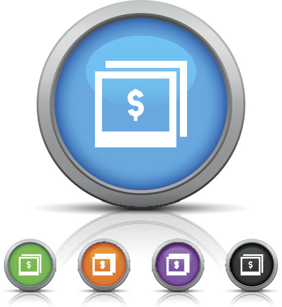 图片出售图标上的圆形按钮。图片下载