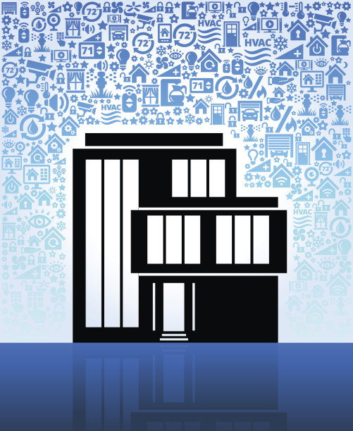 当代住宅的家庭自动化与安全矢量背景图片下载