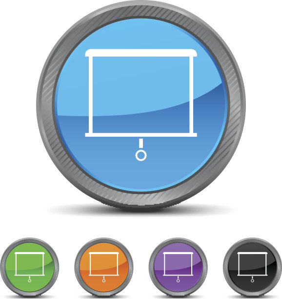投影仪屏幕图标上的圆形按钮。图片下载
