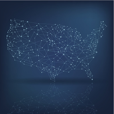 美国网络地图深蓝色图片下载