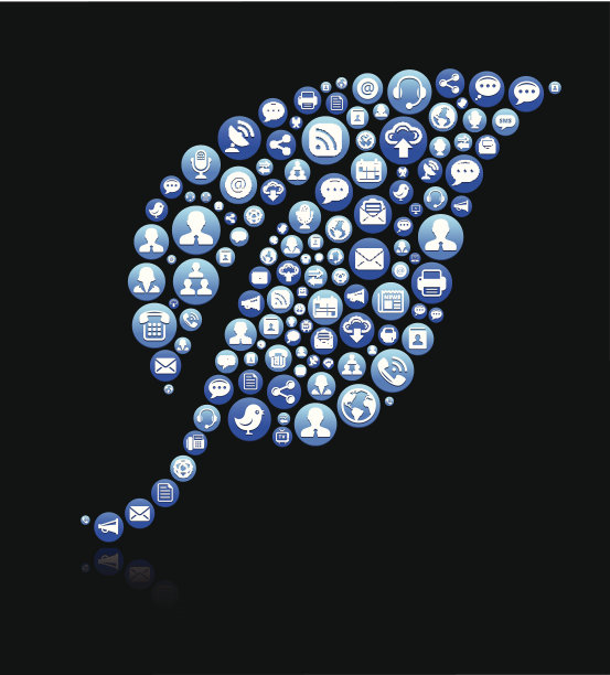 叶免版税矢量社会网络和互联网图标集图片下载