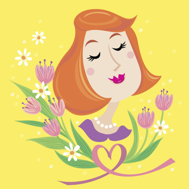 美丽的女人和郁金香图片下载