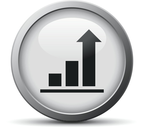 银色按钮上的条形图图标图片下载
