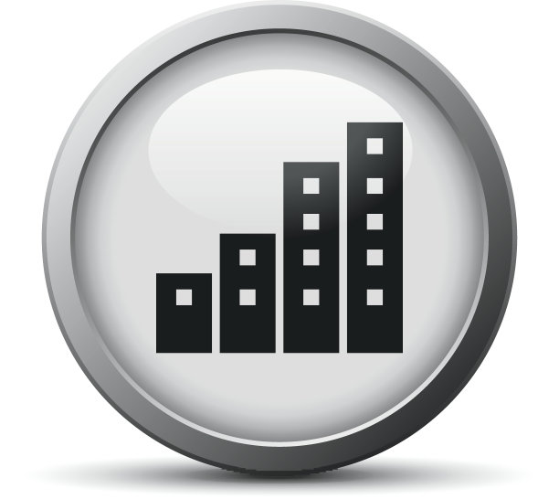银色按钮上的公寓楼图标图片下载