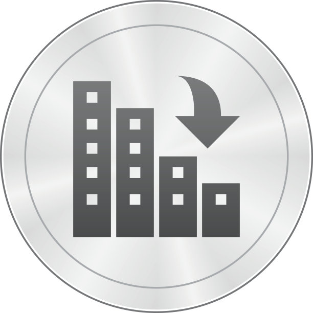 圆形按钮上的公寓楼图标图片下载