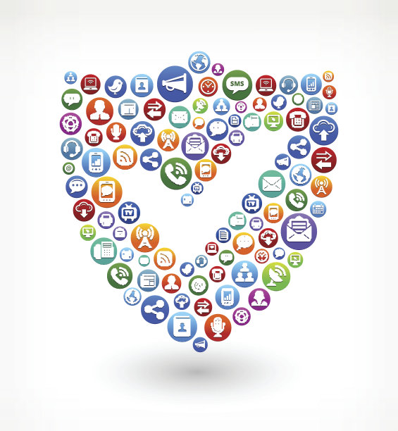 盾免版税矢量社交网络和互联网图标集图片下载