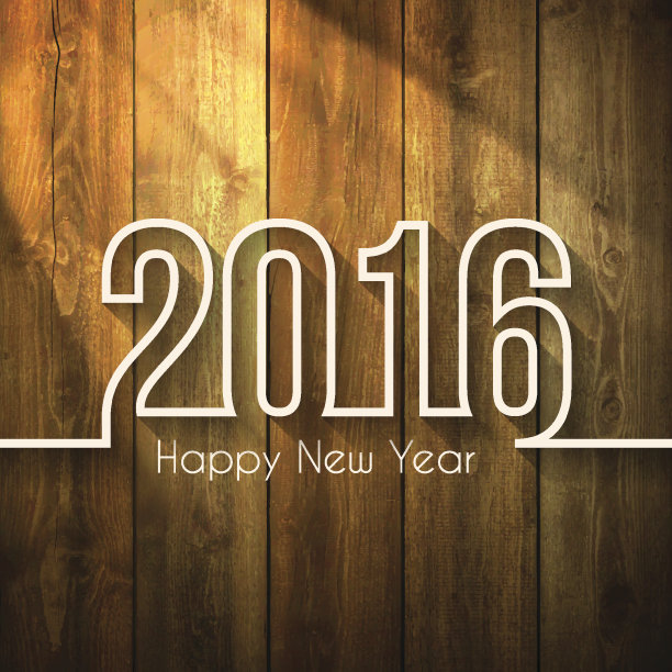 2016年新年快乐——木制背景图片下载
