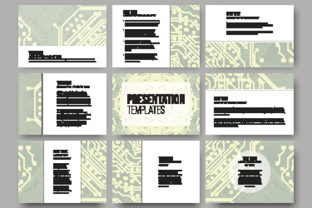 用于演示幻灯片的9个模板集。微芯片背景、电图片下载