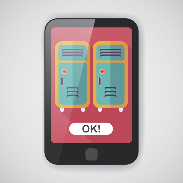 学校储物柜平面图标与长影子，eps10图片下载