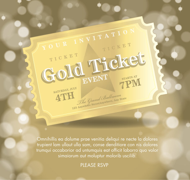 复古风格金票邀请模板图片下载