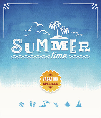 夏季时间水彩背景图片下载