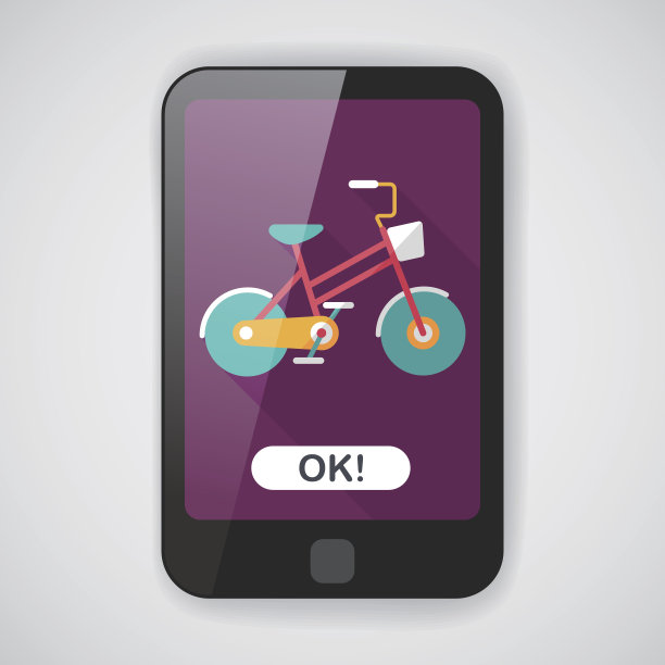 交通自行车平面图标与长影子，eps10图片下载